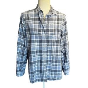 Grayson The Hero Shirt Women’s Size 3/M Blue Gray Plaid Cotton Button Up